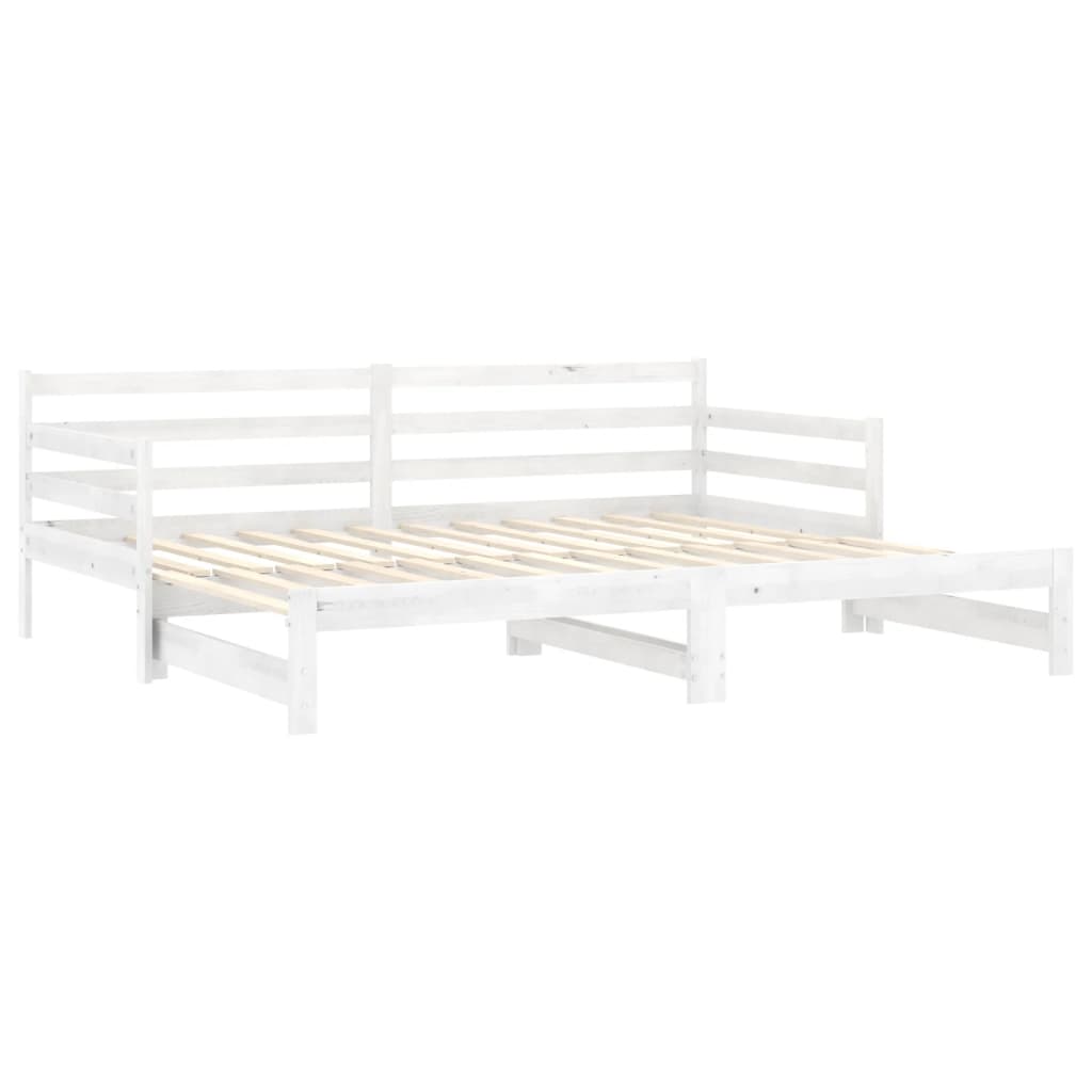 Dnevni ležaj na izvlačenje bijeli od borovine 2 x (90 x 200) cm