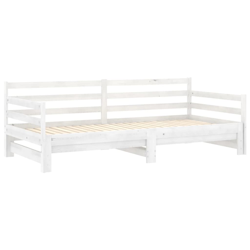 Dnevni ležaj na izvlačenje bijeli od borovine 2 x (90 x 200) cm