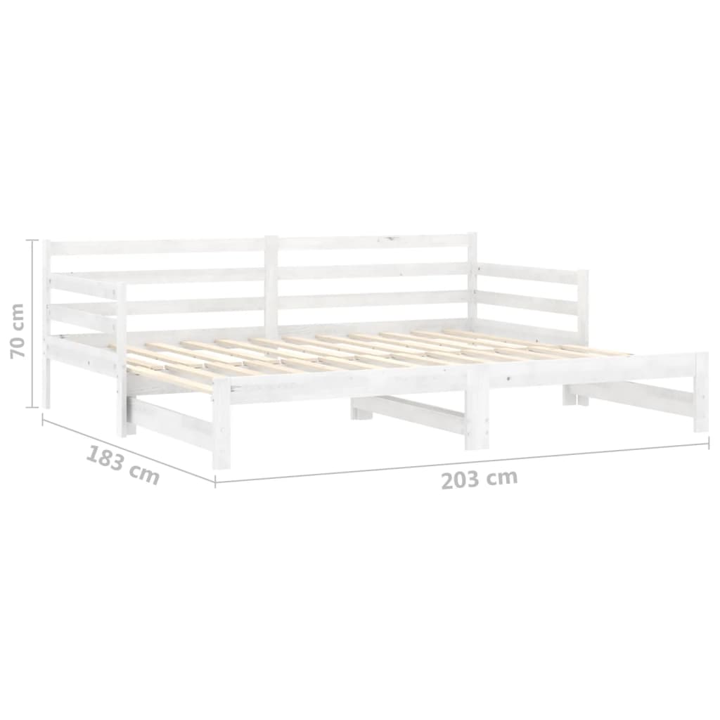 Dnevni ležaj na izvlačenje bijeli od borovine 2 x (90 x 200) cm