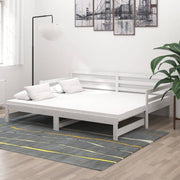 Dnevni ležaj na izvlačenje bijeli od borovine 2 x (90 x 200) cm