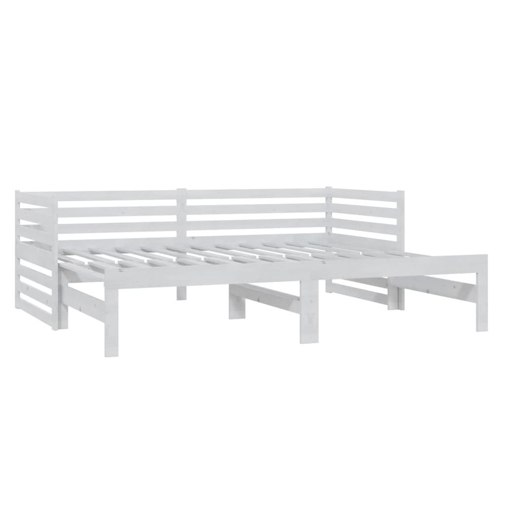Dnevni ležaj na izvlačenje bijeli od borovine 2 x (90x200) cm