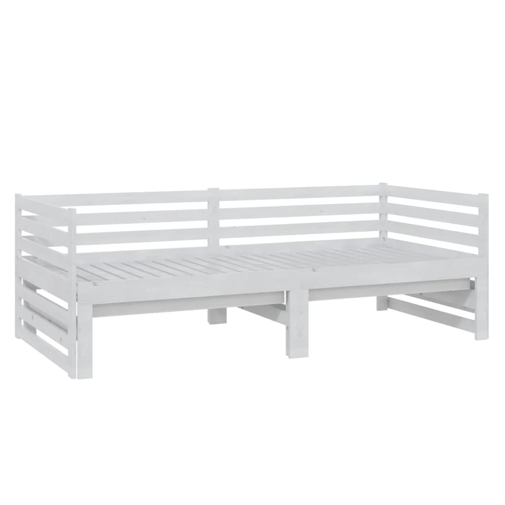 Dnevni ležaj na izvlačenje bijeli od borovine 2 x (90x200) cm