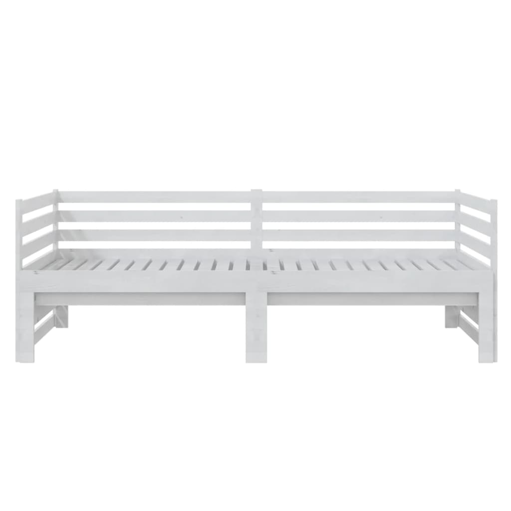 Dnevni ležaj na izvlačenje bijeli od borovine 2 x (90x200) cm
