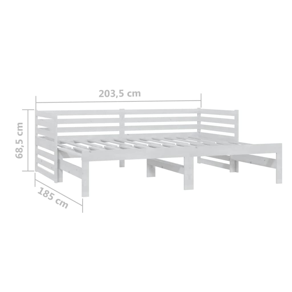 Dnevni ležaj na izvlačenje bijeli od borovine 2 x (90x200) cm