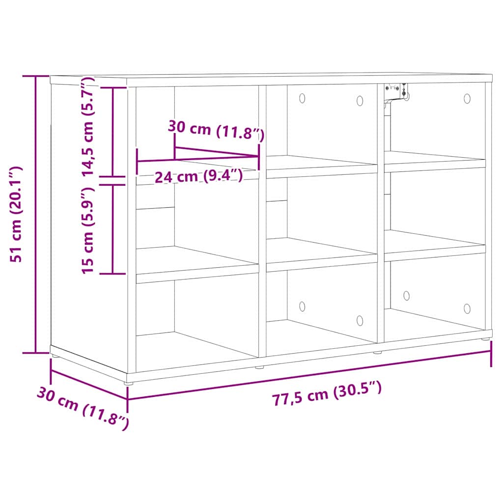Ormar za cipele Beton siva 77,5 x 30 x 51 cm Konstruirano drvo