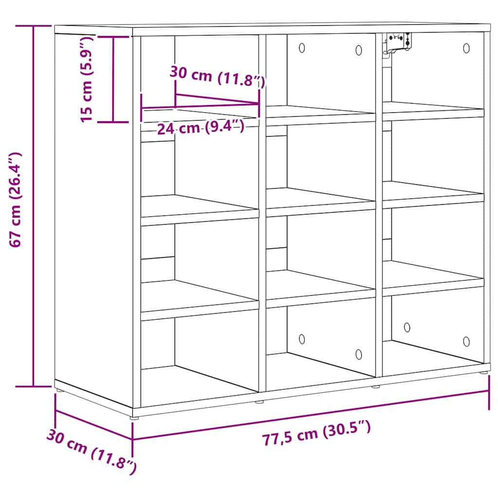 Ormar za cipele s policom Sonoma hrast 77,5 x 30 x 67 cm