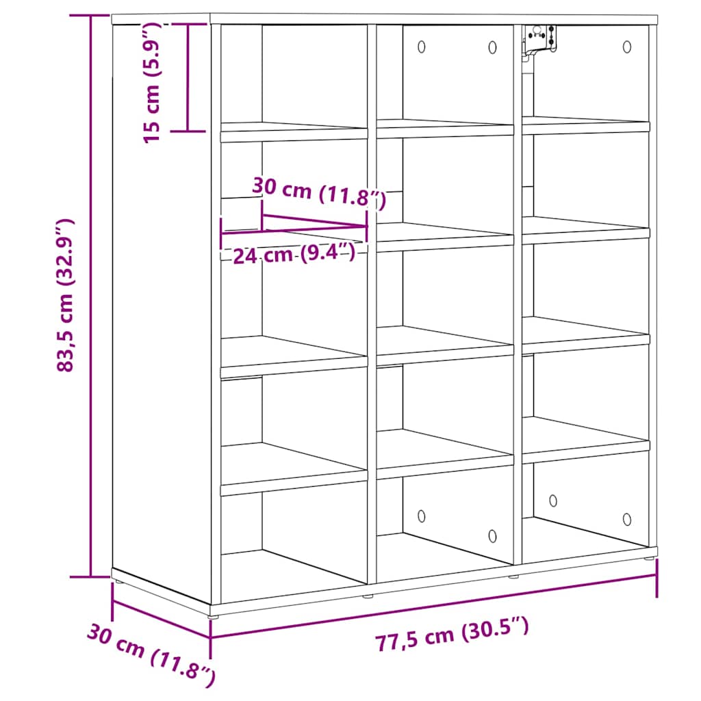 Ormar za cipele s policom Beton siva 77,5 x 30 x 83,5 cm