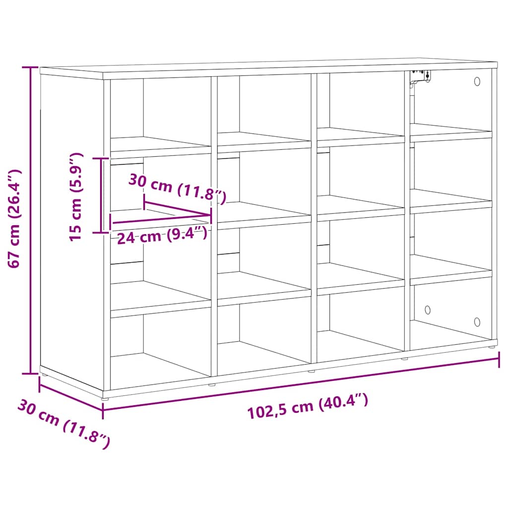 Ormar za cipele Beton siva 103 x 30 x 67 cm Konstruirano drvo