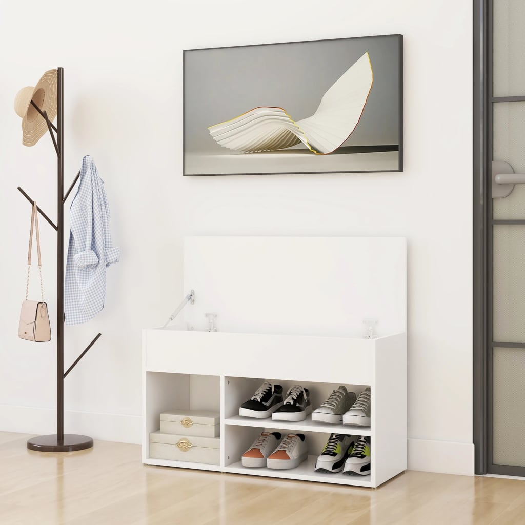 Klupa za cipele bijela 80 x 30 x 45 cm od konstruiranog drva