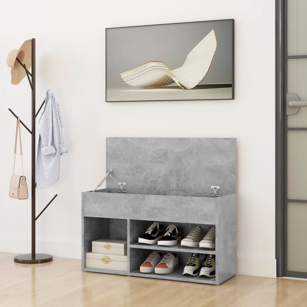 Klupa za cipele boja betona 80 x 30 x 45 cm konstruirano drvo