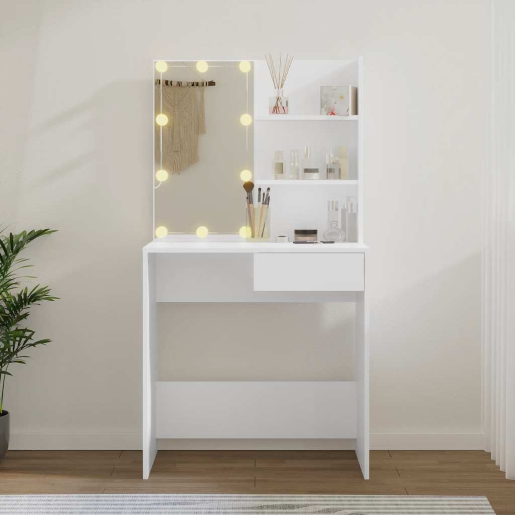 Toaletni stolić s LED svjetlima bijeli 74,5 x 40 x 141 cm