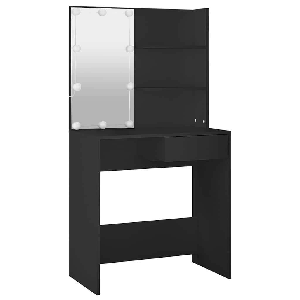 Toaletni stolić s LED svjetlima crni 74,5 x 40 x 141 cm