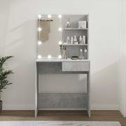 Toaletni stolić s LED svjetlima boja betona 74,5 x 40 x 141 cm