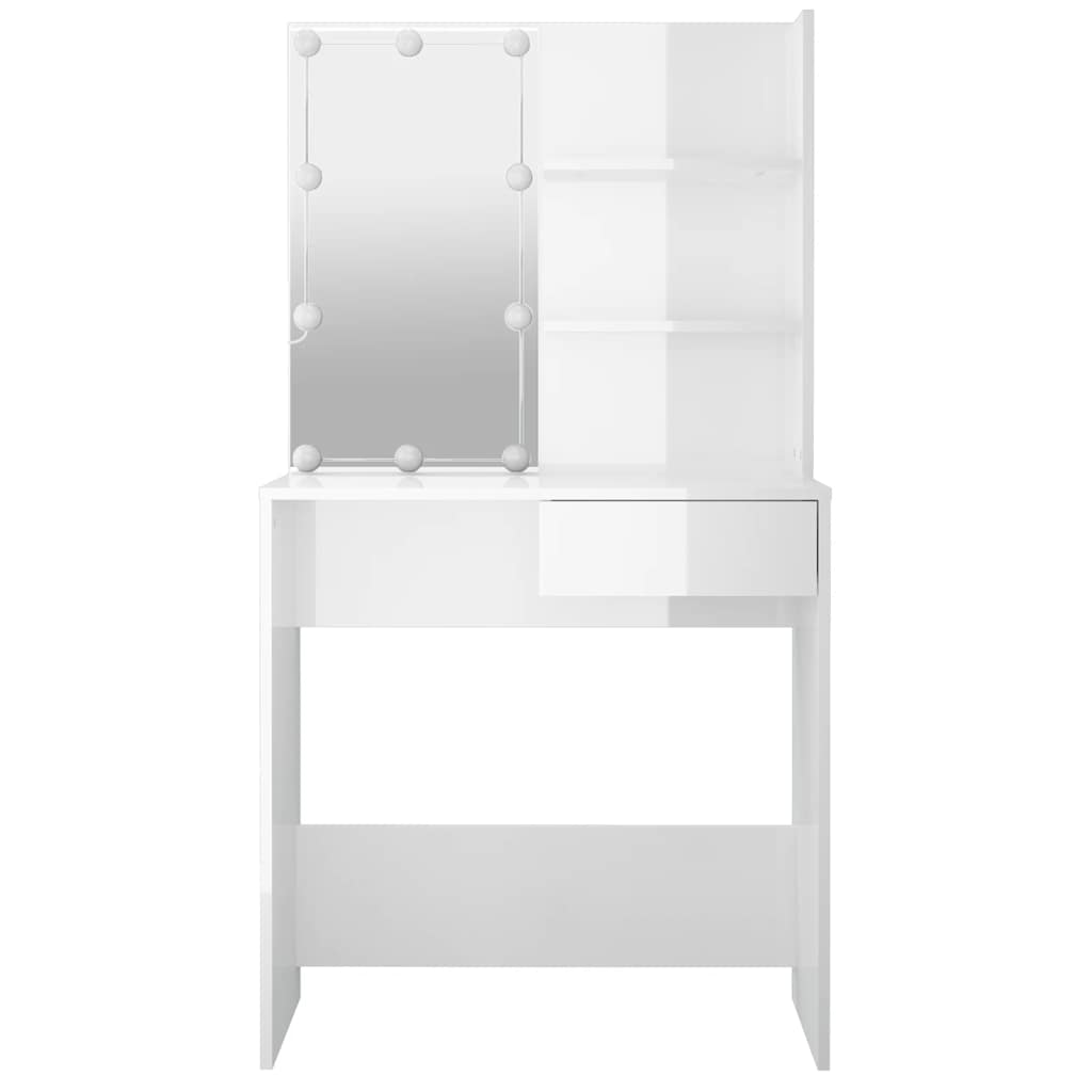 Toaletni stolić s LED svjetlima sjajni bijeli 74,5x40x141 cm
