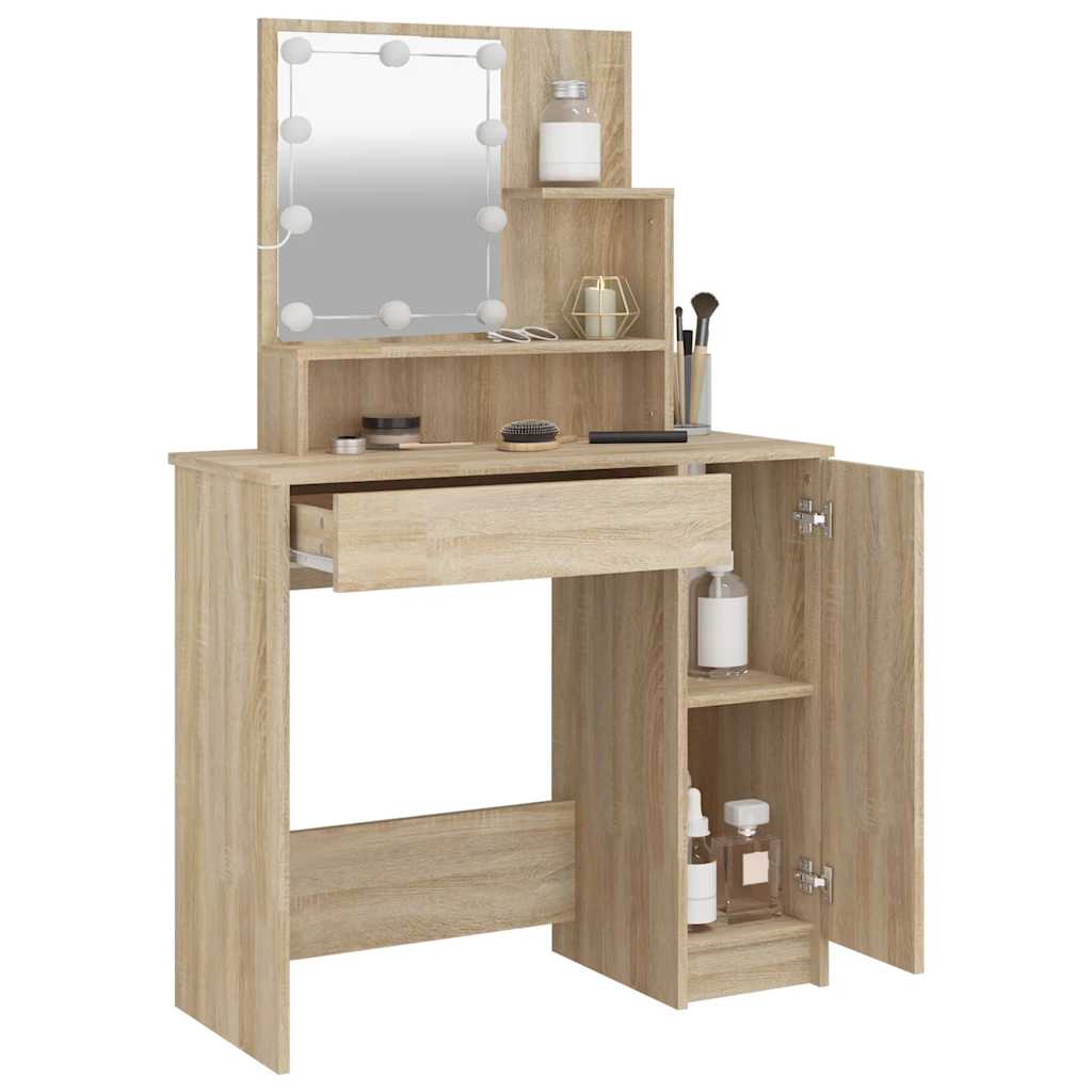 Toaletni stolić LED boja hrasta sonome 86,5 x 35 x 136 cm