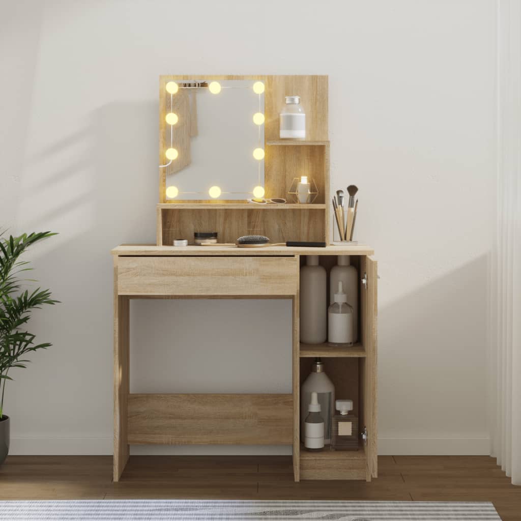 Toaletni stolić LED boja hrasta sonome 86,5 x 35 x 136 cm