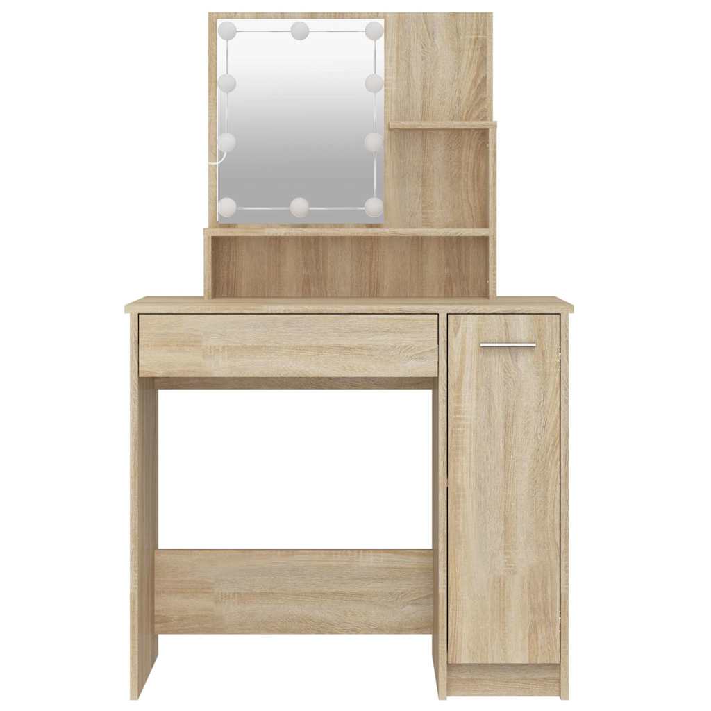 Toaletni stolić LED boja hrasta sonome 86,5 x 35 x 136 cm