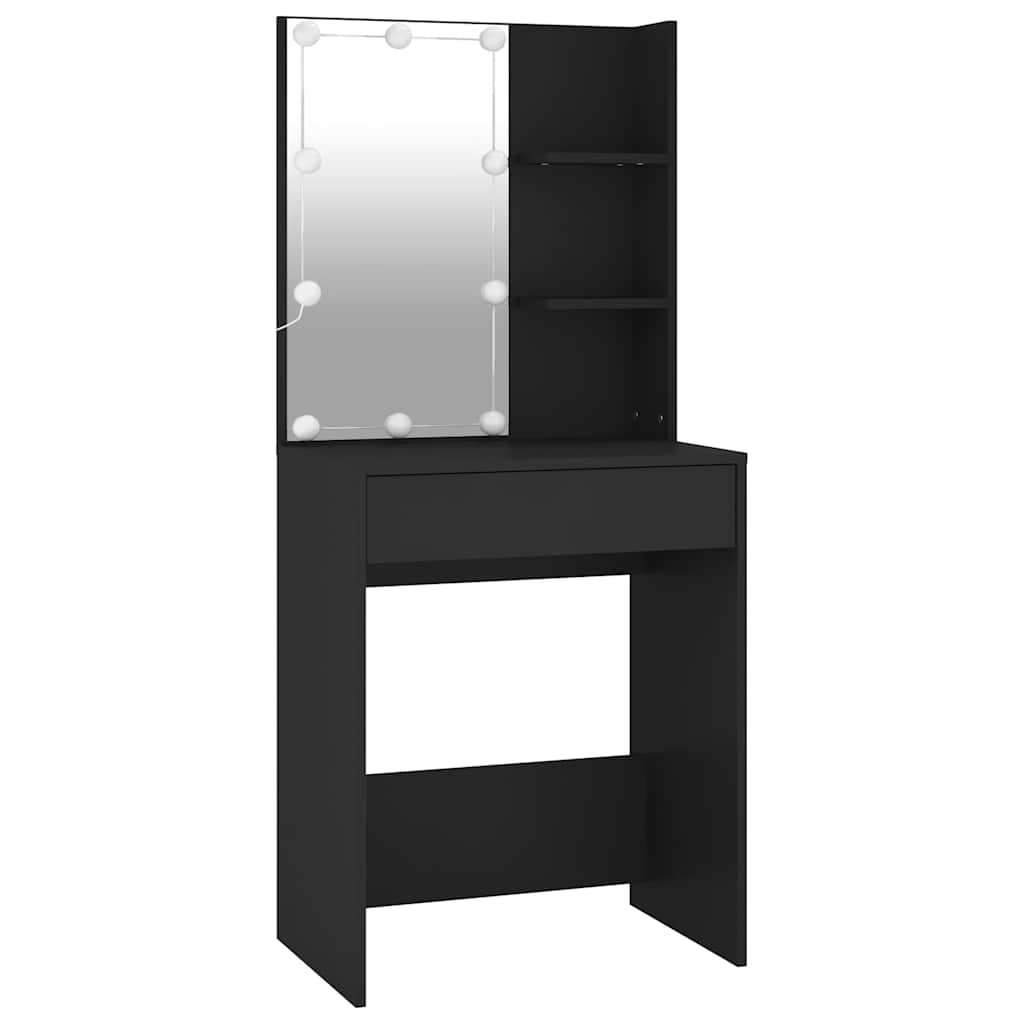 Toaletni stolić s LED svjetlima crni 60 x 40 x 140 cm