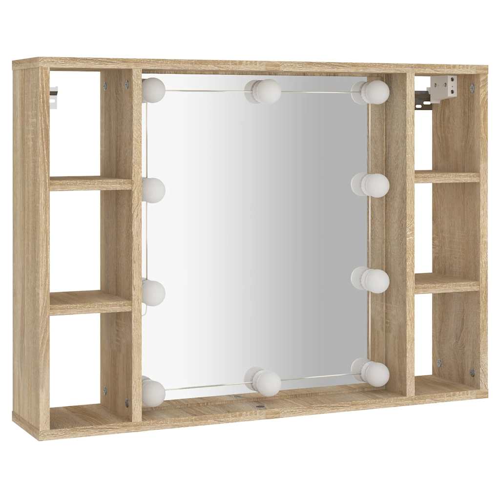 Ormarić s ogledalom LED boja hrasta sonome 76 x 15 x 55 cm