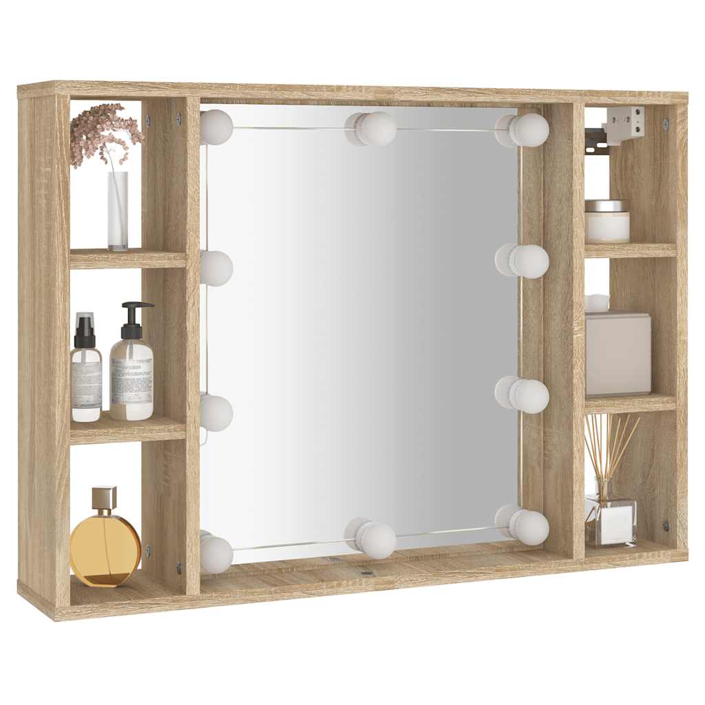 Ormarić s ogledalom LED boja hrasta sonome 76 x 15 x 55 cm
