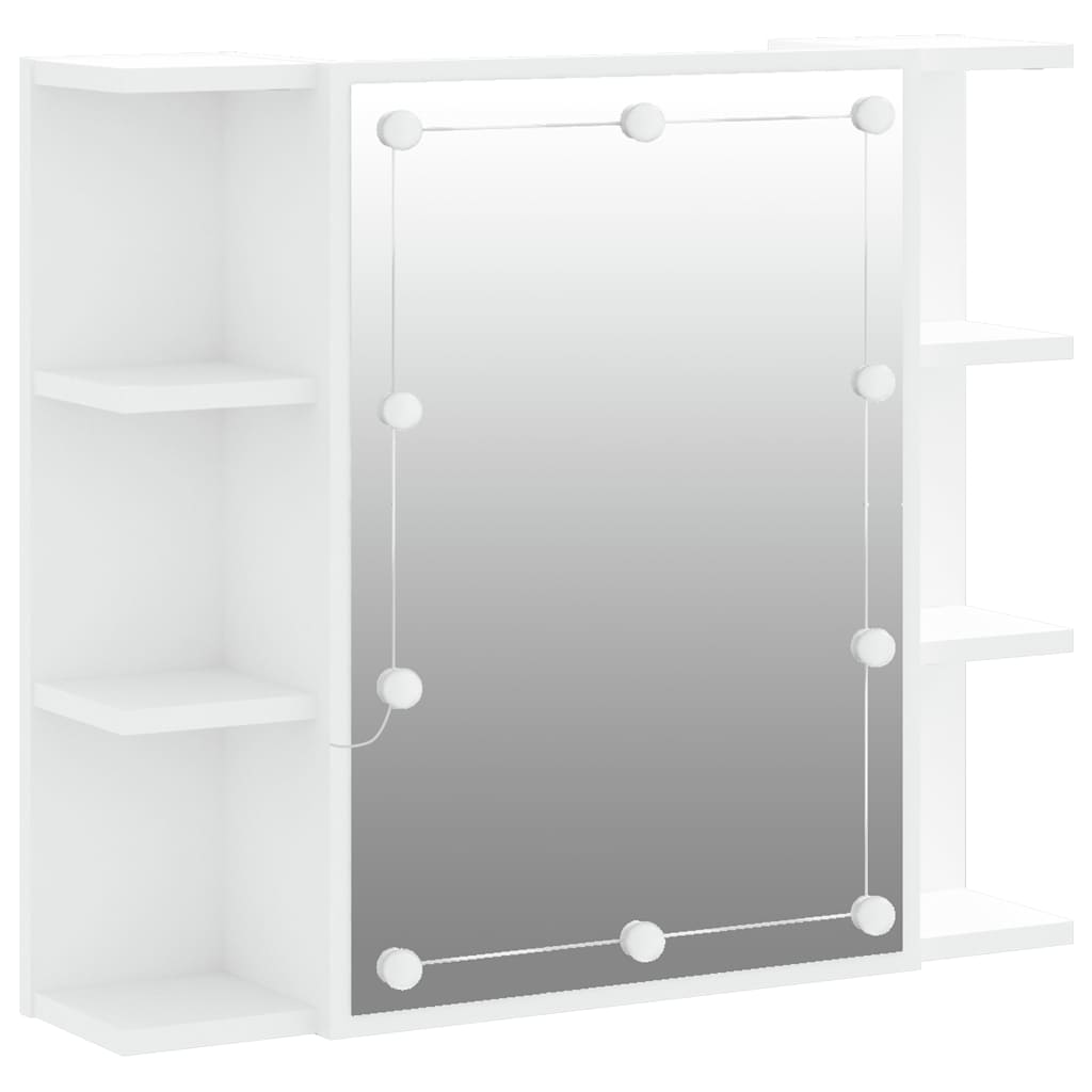 Ormarić s ogledalom i LED svjetlima bijeli 70 x 16,5 x 60 cm