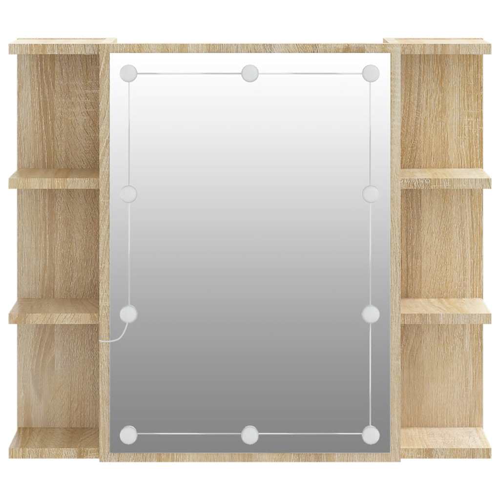 Ormarić s ogledalom LED boja hrasta sonome 70 x 16,5 x 60 cm