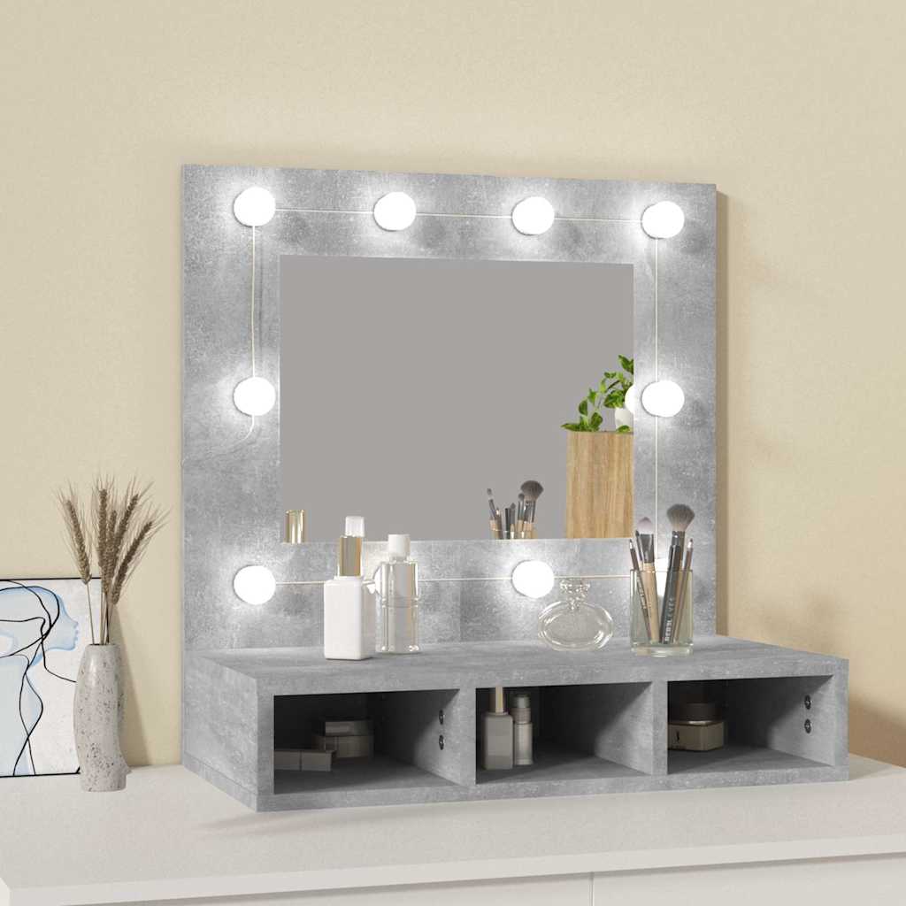 Kupaonski ormarić s LED ogledalom boja betona 60 x 31,5 x 62 cm