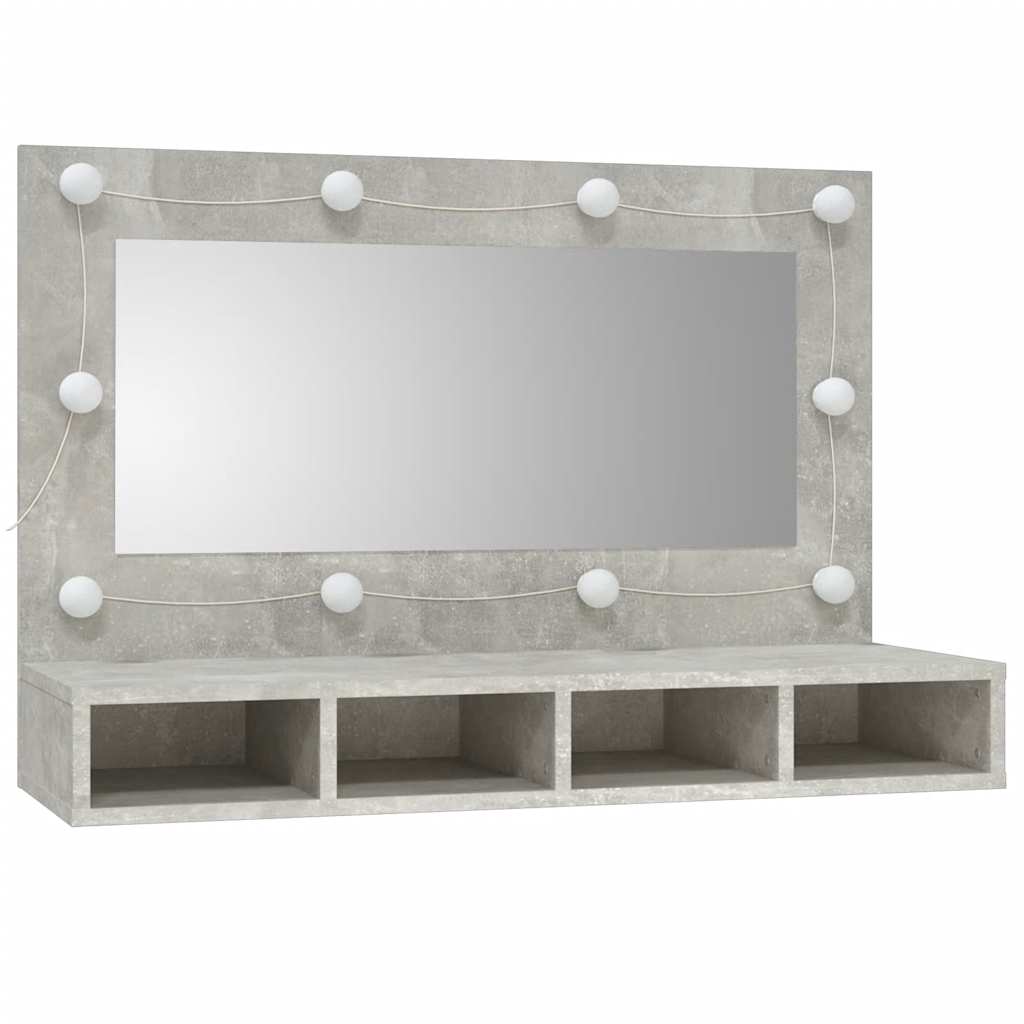 Kupaonski ormarić s LED ogledalom boja betona 90 x 31,5 x 62 cm