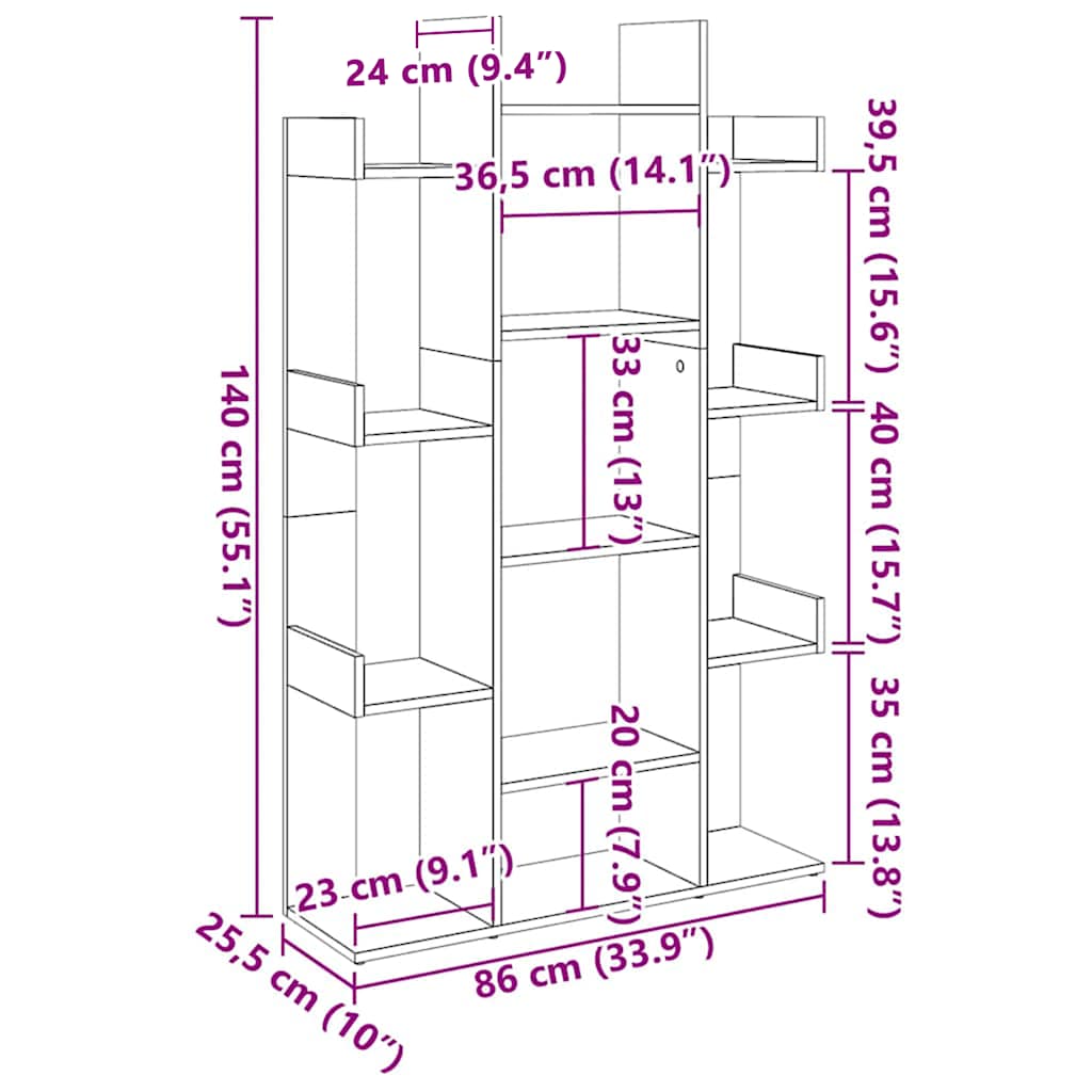Ormarić za knjige bijeli 86 x 25,5 x 140 cm konstruirano drvo