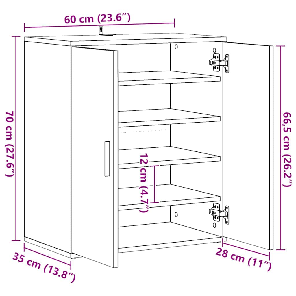 Ormarić za cipele boja hrasta 60 x 35 x 70 cm konstruirano drvo