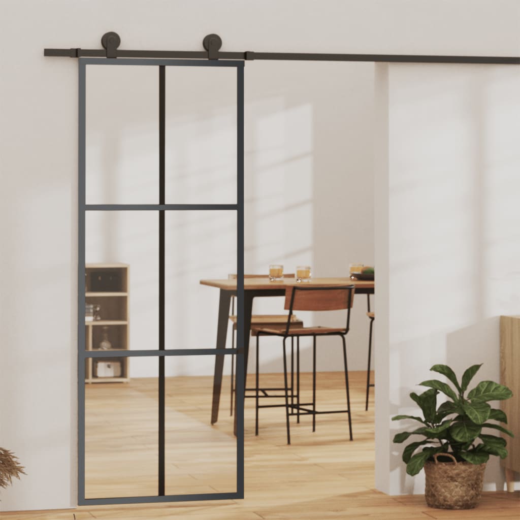 Klizna vrata s priborom ESG staklo i aluminij 76 x 205 cm