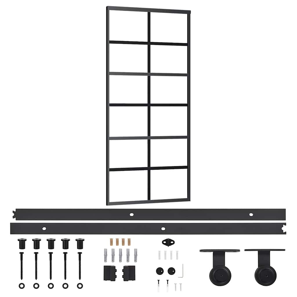 Klizna vrata s priborom ESG staklo i aluminij 90 x 205 cm