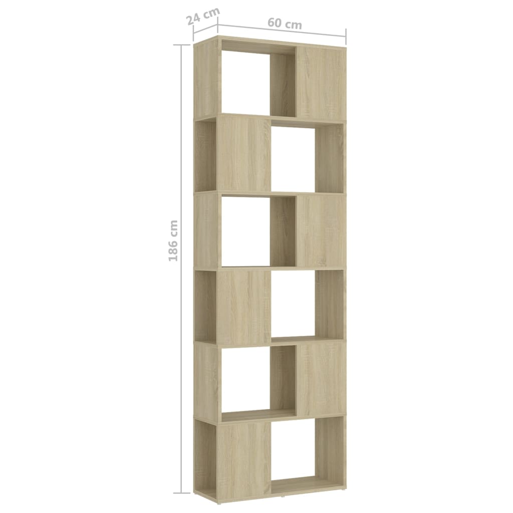 Ormarić za knjige / pregrada boja hrasta 60x24x186 cm drvena