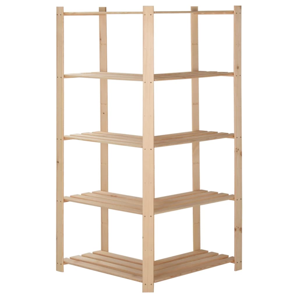 Kutni stalak za pohranu 5 razina 80x28,5x170cm masivna borovina