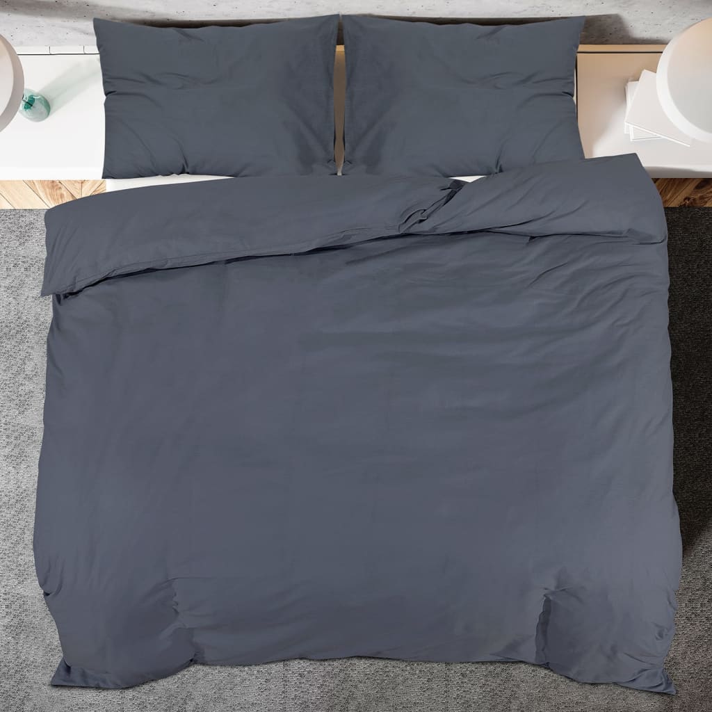 Set posteljine za poplun antracit 220x240 cm lagana mikrovlakna