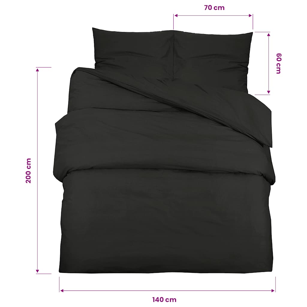 Set posteljine za poplun crni 140 x 200 cm lagana mikrovlakna