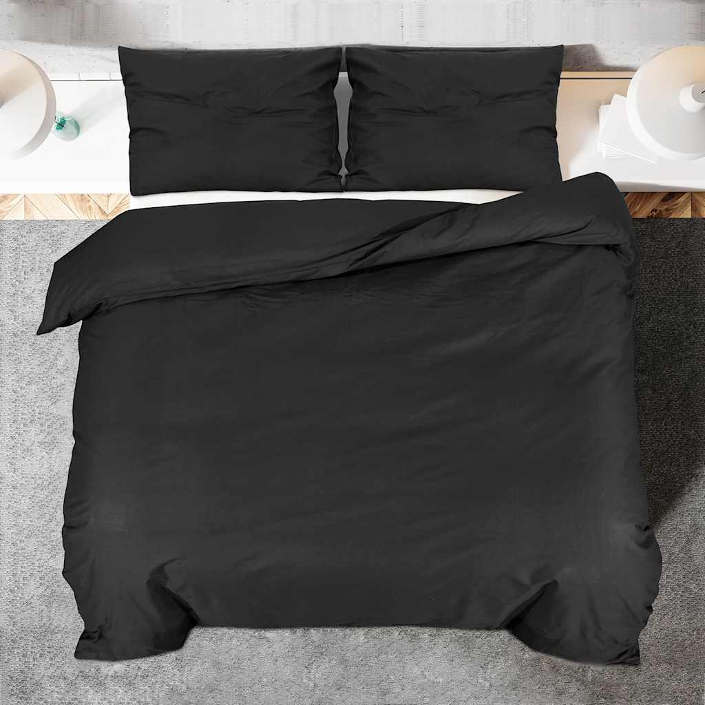 Set posteljine za poplun crni 240x220 cm lagana mikrovlakna