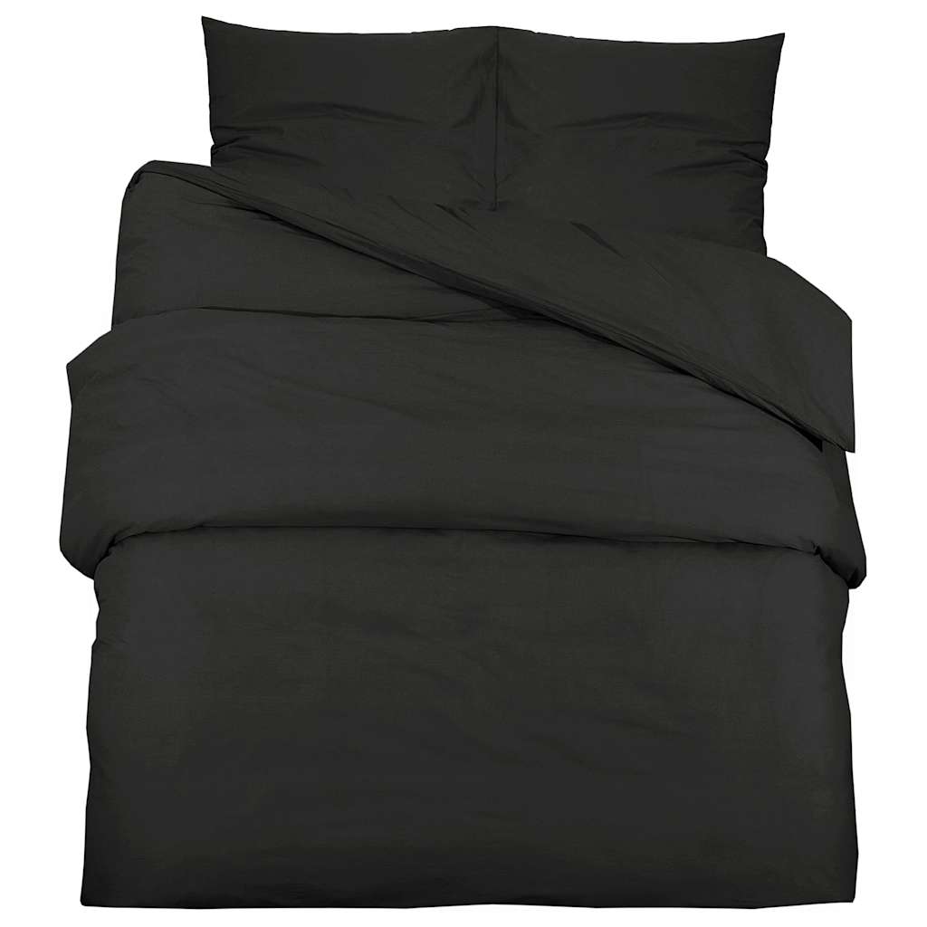 Set posteljine za poplun crni 220x240 cm lagana mikrovlakna