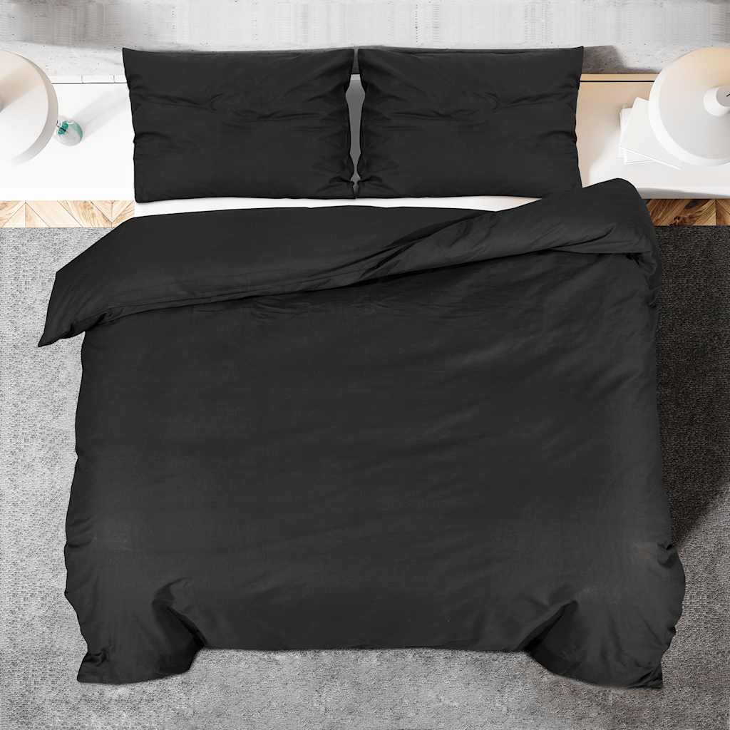 Set posteljine za poplun crni 260x240 cm lagana mikrovlakna