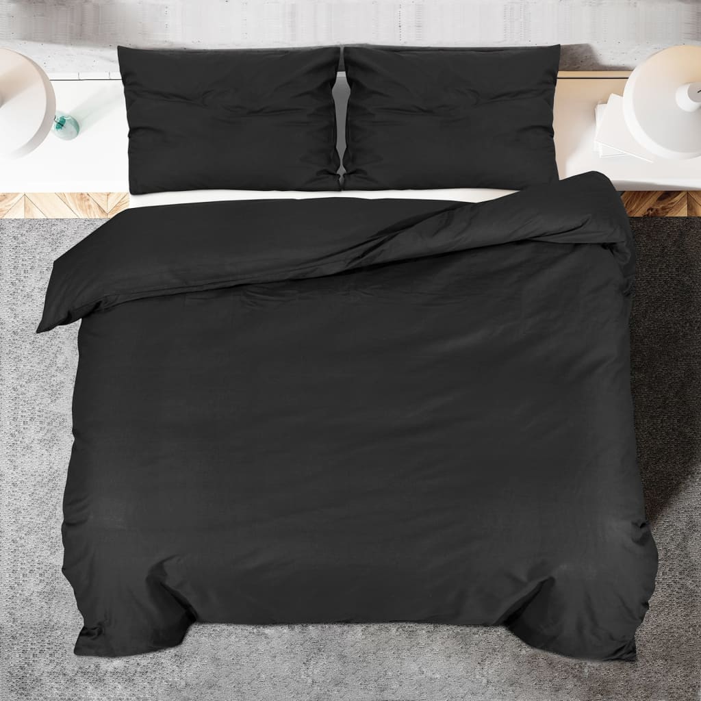 Set posteljine za poplun crni 155x220 cm lagana mikrovlakna