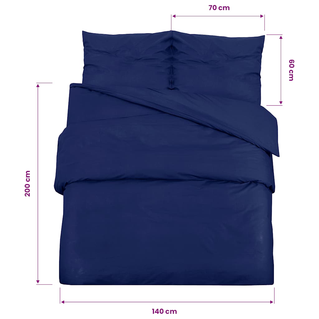 Set posteljine za poplun modri 140 x 200 cm lagana mikrovlakna