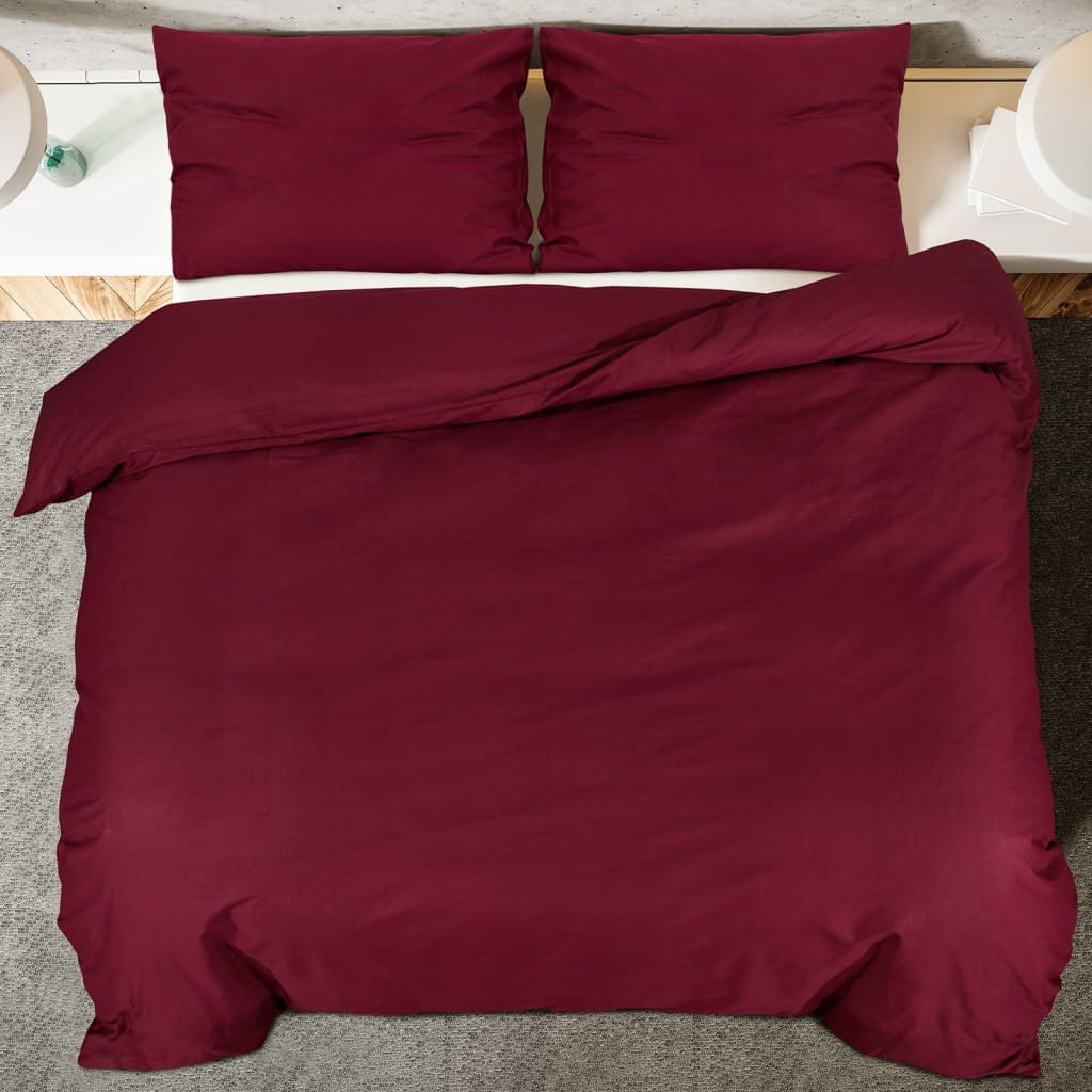 Set posteljine za poplun bordo 220x240 cm lagana mikrovlakna