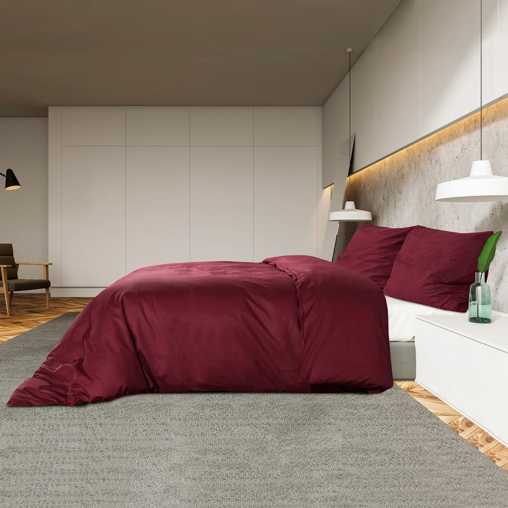 Set posteljine za poplun bordo 260 x 240 cm lagana mikrovlakna