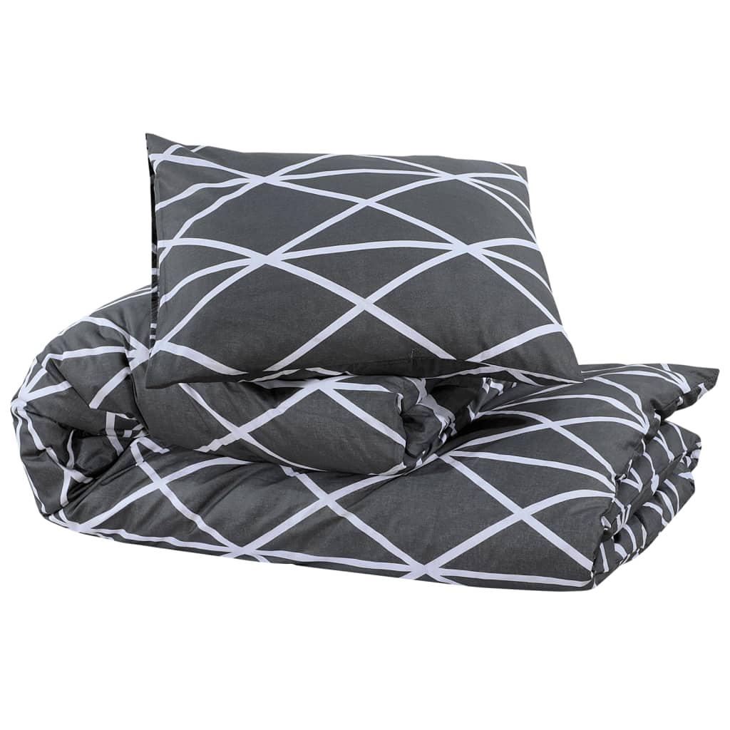 Set posteljine za poplun sivi 220 x 240 cm pamučni