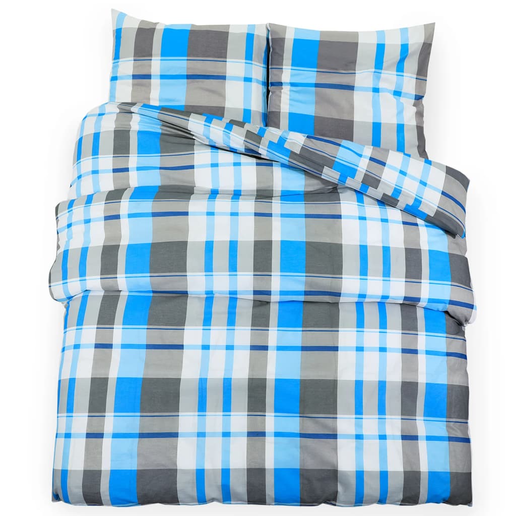Set posteljine za poplun plavo-sivi 240x220 cm pamučni