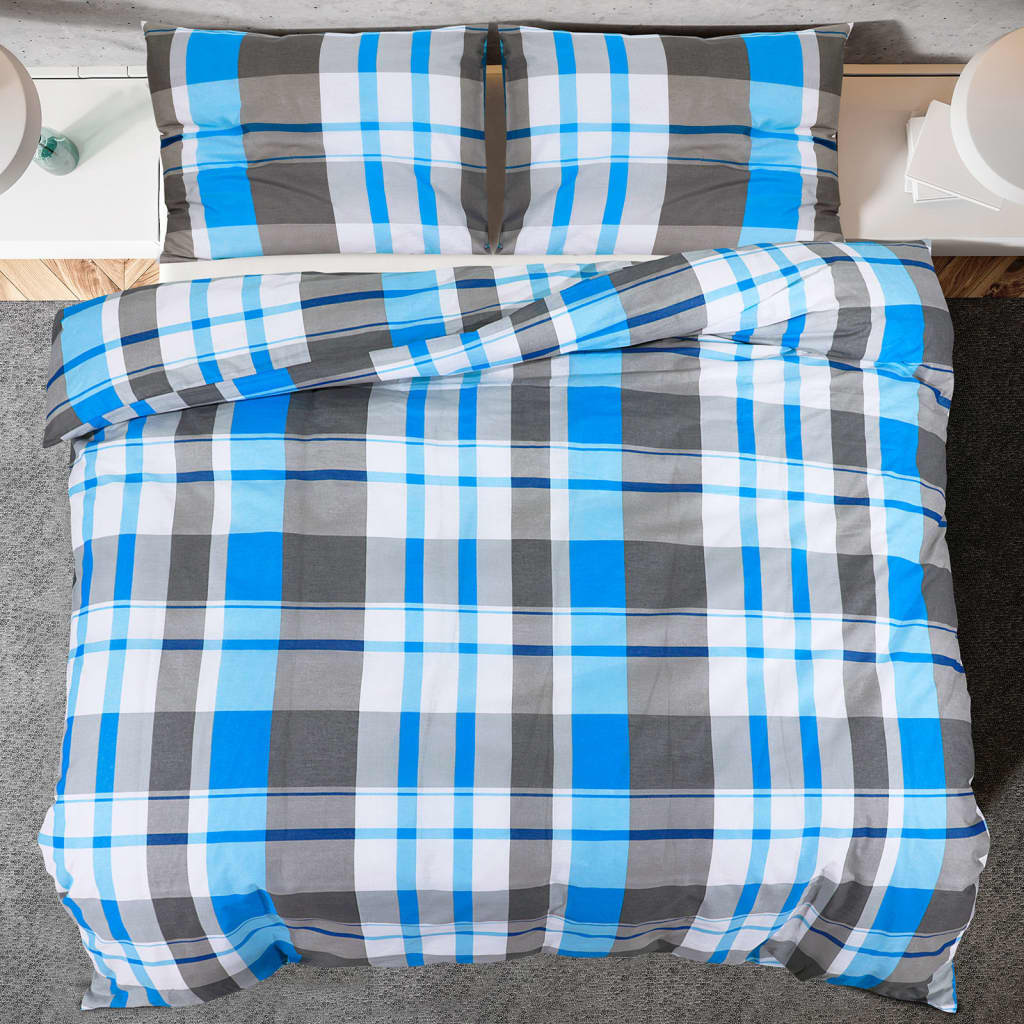 Set posteljine za poplun plavo-sivi 140x200 cm pamučni