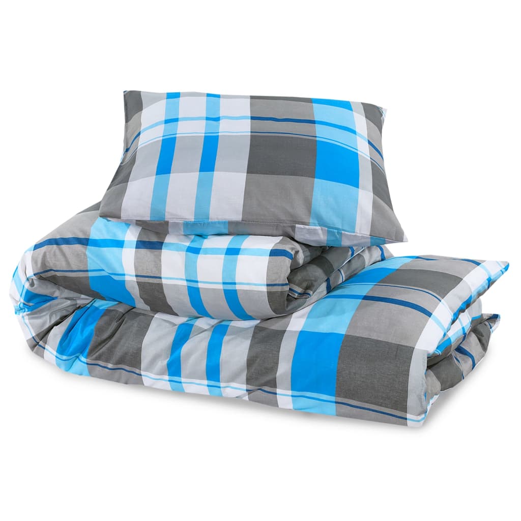 Set posteljine za poplun plavo-sivi 140x200 cm pamučni