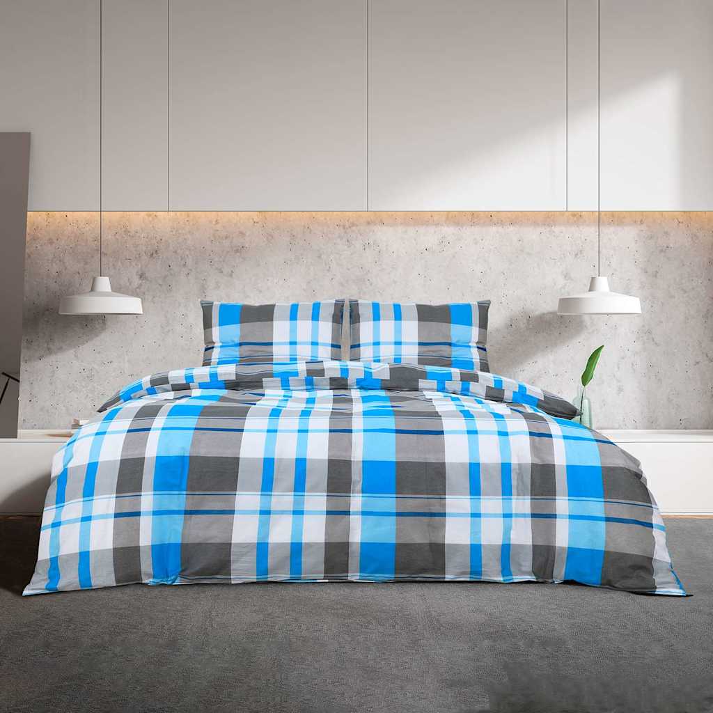Set posteljine za poplun plavo-sivi 260x240 cm pamučni