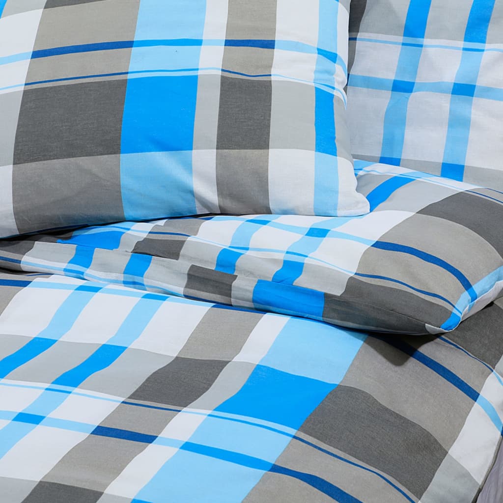 Set posteljine za poplun plavo-sivi 200 x 200 cm pamučni