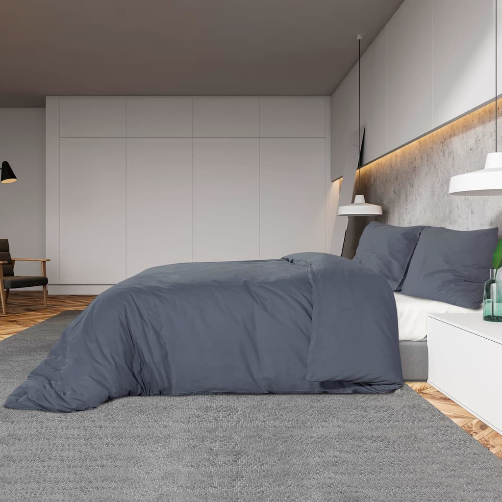 Set posteljine za poplun antracit 140 x 200 cm pamučni